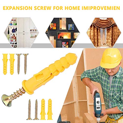 Drywall Anchor kit - Hollow Wall Anchors with Screws Assortment Kit, Self-Drilling Hollow Wall Anchor, for Drywall, Nylon Plastic,100PCS / 50Sets (Yellow 640mm)