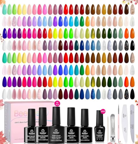 Beetles 110 PCS Gel Nail Polish Set, Fall Gel Polish Kit 100 Colors - color: Infinite Inspiration - 100 Colors (110 Pcs)