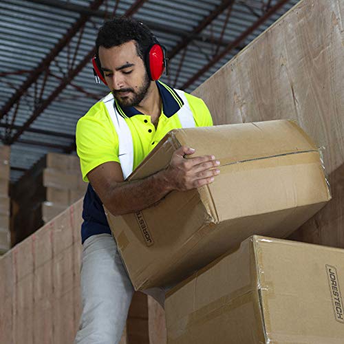 JORESTECH Safety Earmuffs Red Hearing and Ear Sound Suppression Adjustable Headband Lightweight Protection for Construction Sleeping Studying NRR 23dB EM-503 - color: Red