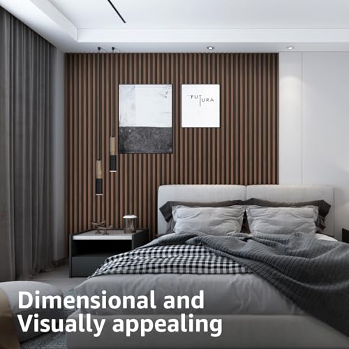 Art3d 96 x 6 Inch 3D Fluted Wood Textured Slat Wall Panel, 8-Pack, Walnut - color: WPC Walnut, size: 96*6