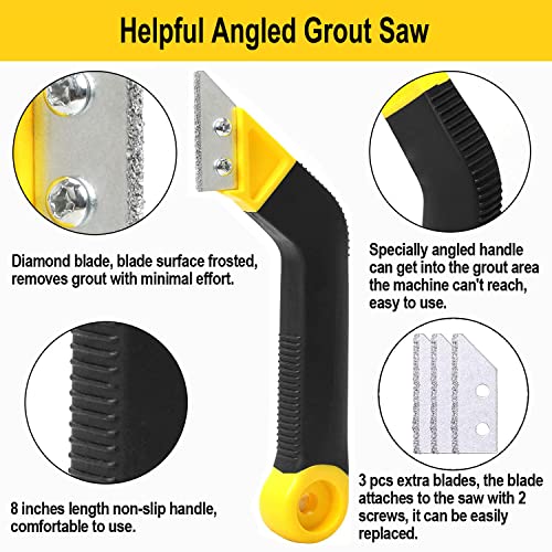 25pcs Grout Removal Tool kit, Grout Saw with Replacement Blades | Tile Grout Saw and Grout Hand Saw with 13 Pieces Extra Blades, Grout Scraper, Tile Joint Cleaning Tool, Caulk Finishing Tool