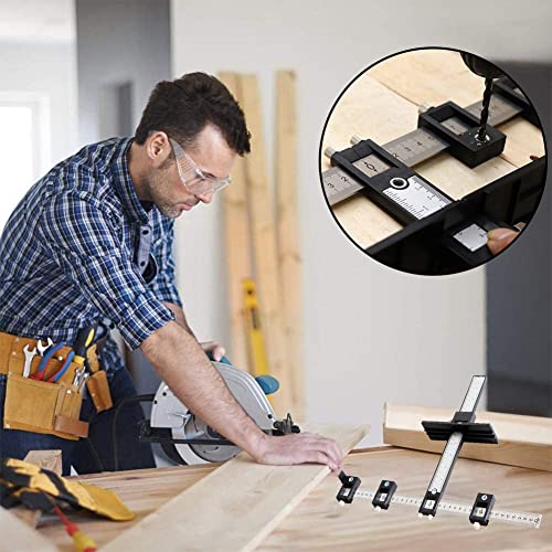 Joywayus Drill Punch Locator Cabinet Hardware Jig New Black Template Woodworking Accurate Drilling Tool - color: Black-abs