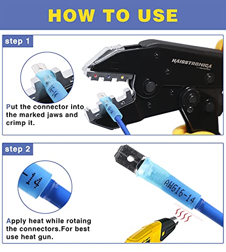 haisstronica 260PCS Heat Shrink Spade Connectors, 22-10 AWG, Male/Female - size: AWG 22-10, style: Male&Female Kit 260PCS