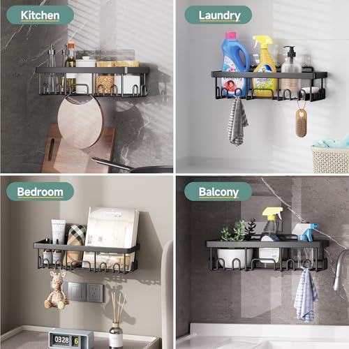 Veken Shower Caddy 6-Pack, Bathroom Organizers and Storage Shelves, Black - color: Black