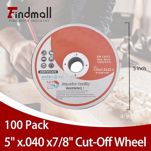 100 Pack 5" x.040 x7/8" Cut-Off Wheel - Metal & Stainless Steel Cutting Discs - size: 100pcs 5"*0.040"*7/8"