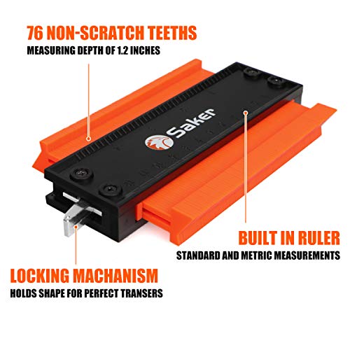 Saker Contour Gauge Profile Tool with Lock 5 Inch Orange | Precisely Copy Irregular Shape Duplicator,Irregular Welding Woodworking Tracing,Must Have Tool for DIY Handyman, Construction - style: 5 INCH
