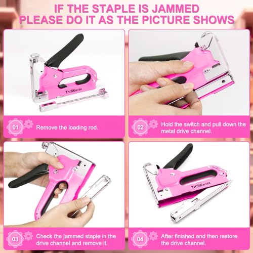 THINKWORK 3-in-1 Light Pink Staple Gun for Upholstery & Wood DIY - color: Light Pink