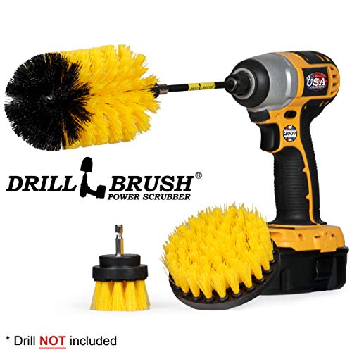 Bathroom Cleaning Brush Set - Cleaning Tools for Drill - Shower Scrubber - color: All Purpose Medium-yellow