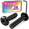 Taiss 20pcs 1/4-20 x 2 Flat Head Socket Head Screw,Furniture Bolts,Furniture Screws 304 Stainless Steel,1/4 Bolts Black Zinc Plated Fully Threaded,Countersunk Connector Screws with Hex Spanner - size: 20PCS 1/4-20x2"