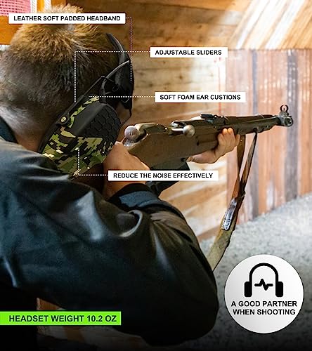 Upgrade Bluetooth 5.4 Shooting Ear Protection with Sound Amplify Electronic Digital Safety Ear Muffs Slim Hearing Protector for Shooting Hunting Gun Range - Digital Camo - style: Bluetooth Earmuffs(camo)