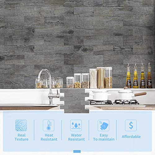 Art3d 10 Sheet (Pack of 10) Wall Panel Wood, Gray - color: Gray, size: 10 Sheet