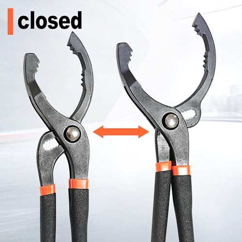 2nd Generation 12-Inch Adjustable Oil Filter Wrench,New 10-Speed Quick Adjustment Oil Filter Plier, Oil Filter Removal Tool for Engine Filters, Conduit, & Fittings, Car Maintenance Tool