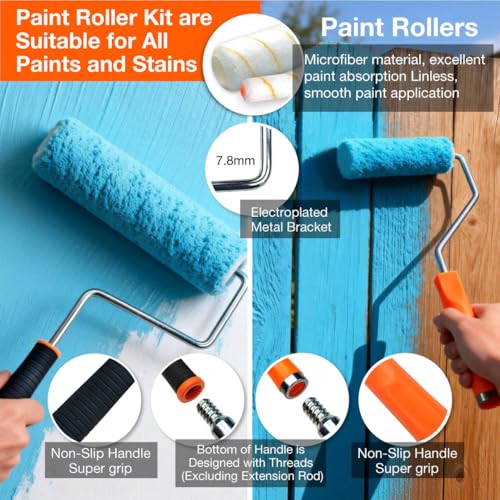 28 Pcs Paint Tray Set, 9" & 4" Paint Roller with Extension Pole - color: 28 Pack, 9" Paint Trays