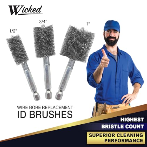 WICKED Professional ID Copper Tube Pipe Cleaner Replacement Brushes (1/2” & 3/4’’ & 1” (Multi-Pack)) - style: 1/2” & 3/4’’ & 1” (Multi-Pack)