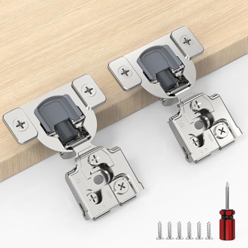 Furniware 20 Pack 10 Pairs 1/2 inch Overlay Soft Close Hinges for Face Frame Kitchen Cabinet Hinges Satin Nickel - 3 Way Adjustability Concealed Soft Close Hinges Damper Self Closing - size: 1/2 inch Overlay
