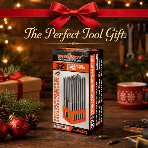 HORUSDY 32-Piece 1/4" Shan Extra Long Security Power Bit Set, 6" Long Tamper Proof Security Bits, S2 Steel. - style: Extra Long Security Power Bit Set