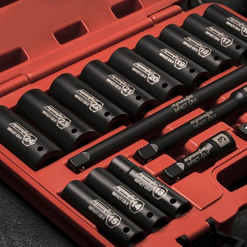 EPAuto 1/2-Inch Drive Metric Deep Impact Socket Set, 10-24 Nm - color: Orange/Black