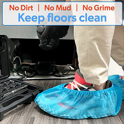 100 Pack XL Blue Shoe Covers Disposable, Non Slip Shoe Booties