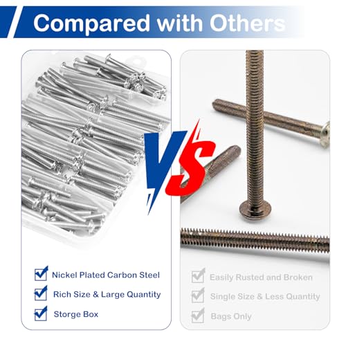 125Pcs Cabinet Pulls Knobs Screws Assortment Kit, M4 x 25/30/35/40/45/50mm - size: M4 x 0.98/1.18/1.38/1.57/1.77/1.97"