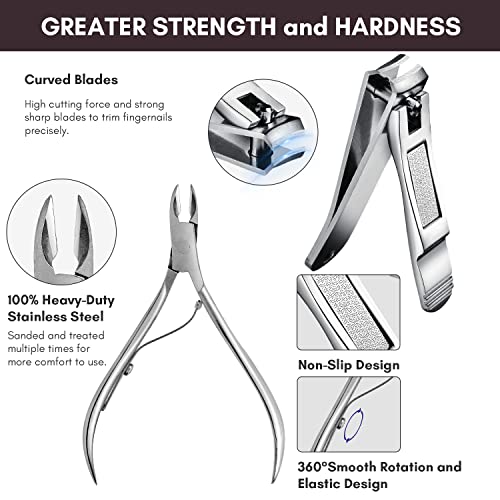 FAMILIFE Stainless Steel Manicure Set 11-in-1 Professional Nail Clipper Kit - color: Purple