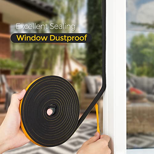 Ravinte Weather Stripping Door Seal, 1/2 x 1/8 Adhesive Foam Tape, 50 FT - color: Black, size: 1/2In x 1/8In x 50Ft