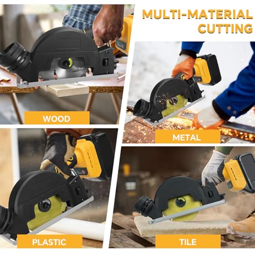 Cordless Mini Circular Saw for Dewalt 20v Battery, 4" Brushless Power Circular Saws, 12000RPM Small Circular Saw，2 Blade, Cutting Depth 0.8"(20mm) for Metal, Wood, Plastic(No battery)