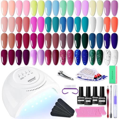 JODSONE 36 PCS Gel Nail Polish Starter Kit U V Light and Dark Series Gel Nail Set No Wipe Base Matte and Glossy Top Coat All Kinds of Manicure Tools - color: KIT-11
