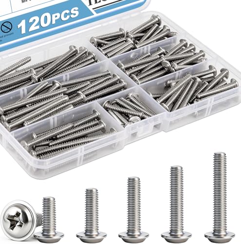 120PCS Assortment，Cabinet Pull and Knob Screws, M4×16/18/20/25/30mm, Machine Screws with Pan Washer Head, Metal Phillips Screws Kit for Drawer, Cupboard, Closet Handle Installation - size: M4×16/18/20/25/30mm