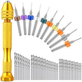 Zhehao 59 Pcs Hand Drill Bits Set Micro Drill Bit Set for Crafts, Gold - color: Gold