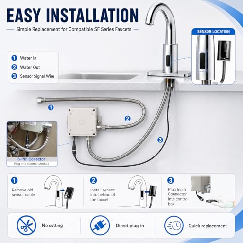 SFP-41-A SF Series Faucet Sensor Replacement Kit, 6-Pin Connector Infrared Sensor Repair Part Compatible with Sloan SF Series Electronic Faucets SF2100 SF2150 SF2200 SF2250 SF2300 SF2350 SF2400 SF2451