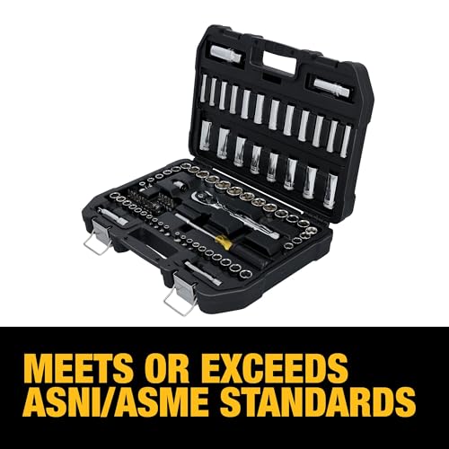 DEWALT Mechanics Tool Set, 84 Piece SAE/Metric Set with Low Profile 72-tooth Ratchet,1/4 Inch Drive (DWMT45424) - style: NEW 84 Piece Set