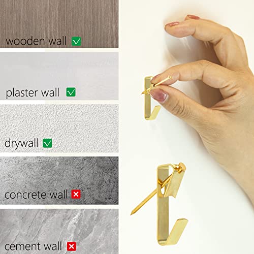 Picture Hangers,20-30lbs Small Picture Hanging Kit ，248pcs Golden Picture Hanging Hooks，Picture Hooks Hardware for Picture Frame, Portraits ，Photo，Plant - size: 20-30lb