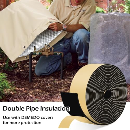DEMEDO Pipe Insulation Tape, Pipe Wrap Insulation Foam Tape Self Adhesive, Outdoor Water Pipe Insulation Roll for HVAC, AC Line Insulation, 3 inch x 16.5 FT Heat Tape for Water Pipe, Black - style: 3" wide x 1/8" thick x 16.5ft long