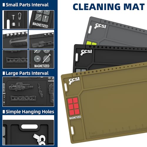 Pistol Gun Cleaning Mat, Gun Cleaning Pad with Magnetic Organizer Parts Tray, Anti-Slip Rubberized Maintenance Mat, Workbench Mat for Gun Cleaning Kits - color: Black