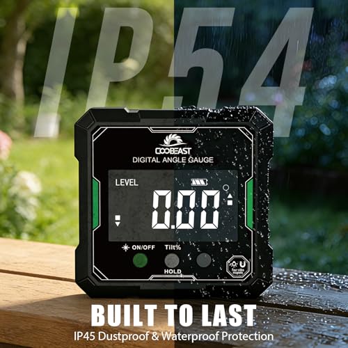 Digital Angle Finder with Green Laser, 4-side Magnetic Digital Laser Level - color: Green