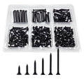 200PCS #6 Wood Screws Assortment Kit, Drywall Screws, Black Wood Screws, Assorted Wood Screws, Flat Head Screws, Screw Assortment, 6 Sizes, (2'', 1-1/2'', 1-1/4'', 1'', 3/4'', 5/8'') - size: #6 200PCS