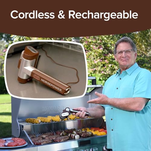 Horsepower Giddy Up Gold Bristle-Free Spinning Grill Brush, Cordless - style: Extra Battery Life