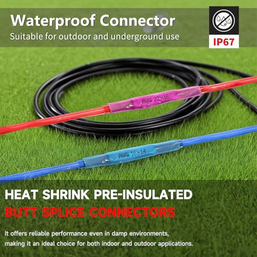 BAALA 40 PCS 12-10 Gauge Heat Shrink Butt Connectors Butt Splice Connector Marine Grade Waterproof Wire Butt Connectors Crimp Tinned Copper Wire Splice Connector