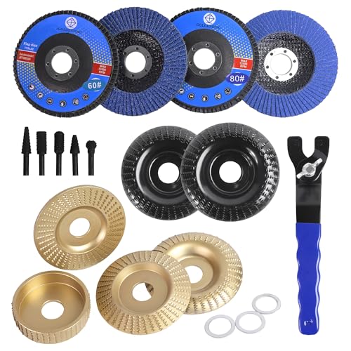 19 Pcs Wood Carving Disc Set for 4" & 4.5" Angle Grinder