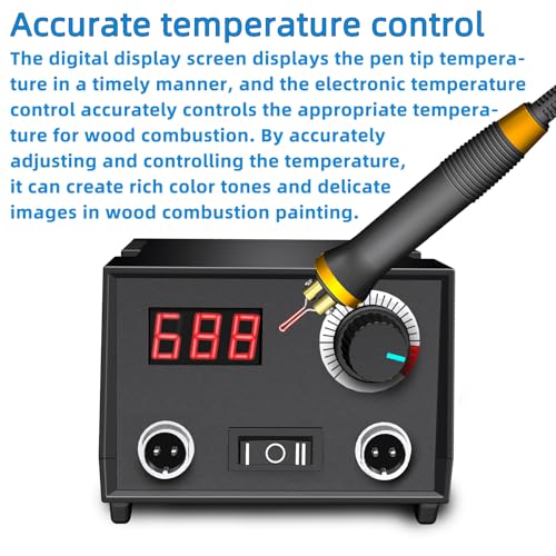 FIRElood Wood Burning Tool, Wood Burner kit Pen 25~750℃, Wood Burning kit with Digital Thermometer Temperature Adjustable Temperature, 2 pyrographic Wood Burning pens, 30 Wood Burning Pen Tips - color: Lh40-2-new