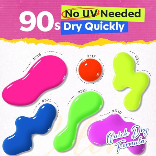 modelones Neon Nail Polish Set 6 Colors Quick Dry Mini - color: A0 Neon