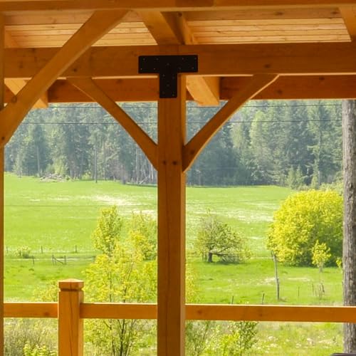 4 Pcs 16.9"x 5" T Post Bracket for Pergola - style: T Shape Strap Plate(16.9"x 5")