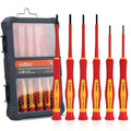 HORUSDY 1000V 6-Piece Mini Insulated Screwdriver Set, Magnetic Tip Mini Electrician Screwdriver Set Slotted(1.8mm,2.0mm2.5mm,3.0mm), Phillips: (PH00, PH0) - style: 6-Piece 1000V Mini Insulated Screwdriver Set