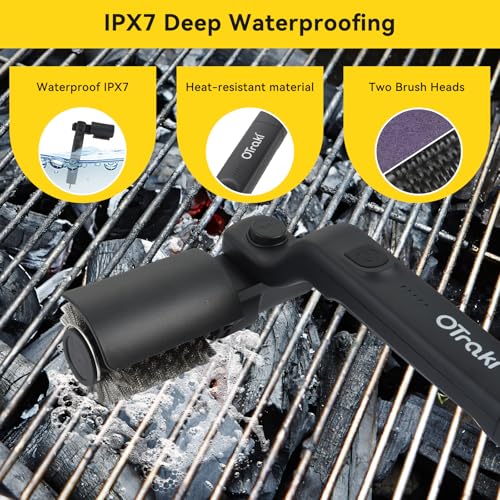 Electric Grill Brush, 3 Speed Powerful BBQ Cleaning Brush with 180° Adjustable Head, Stainless Steel Wire Automatic Grill Cleaner for Outdoor Camping & BBQ Accessories - color: Black