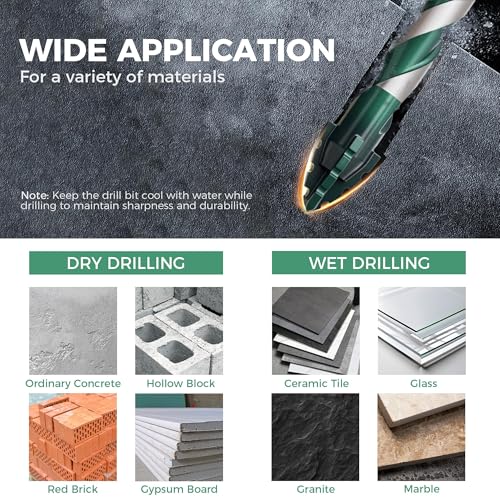Masonry Drill Bit Set 5 Pcs(5/32"-3/8"), Masonry Drill Bits for Concrete - size: 5Pcs (5/32-3/8) Green