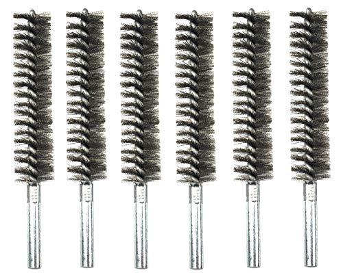 Drill-Powered 6pcs Pipe Cleaning Brush Set Stainless Steel Bristles - size: 1 1/10"(28mm)