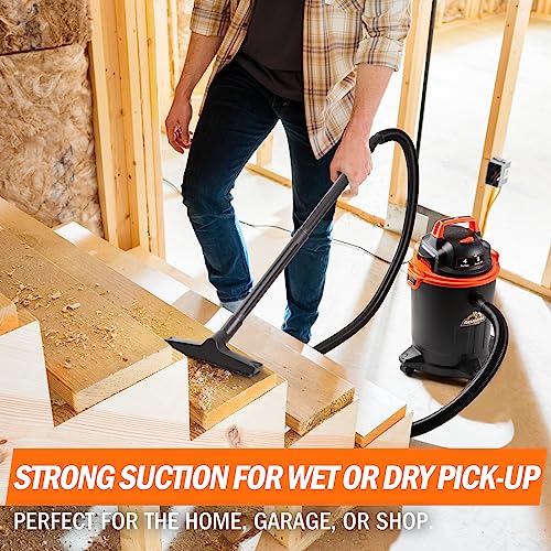 Armor All VO405P 0901 4 Gallon Wet/Dry Vac 2.0 Peak HP Shop Vacuum with Nozzles & Brush,Black/Orange - style: 4 Gal Vac
