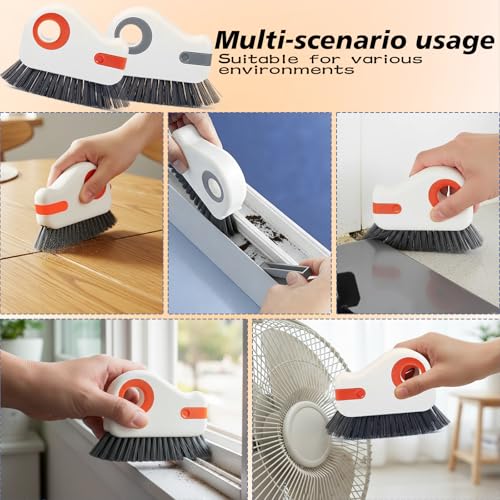 2pcs 2 in 1 Groove Cleaning Brush, Easy to Store Window Track Cleaning Tools, Multifunction Window Track Cleaner, Track Cleaning Tools Suitable for Sliding Door Tracks, Shutter Door Window Track - color: Gery Orange