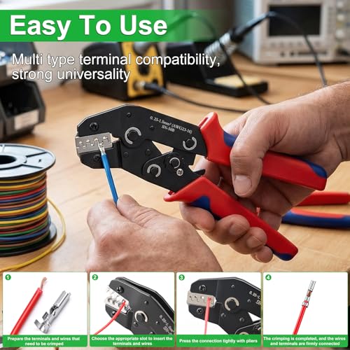 Twidec/Wire Crimping Tool with Ratchet 24-16 AWG Wire Crimping Pliers,Ratchet Wire Crimper Tool for Open Barrel Terminal Connectors,Electrical Crimping Tool SN-58B - style: SN-58B AWG24-16