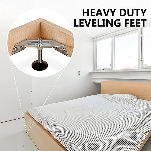 POWERTEC Corner Leveling Feet 4PK, Heavy Duty Adjustable Corner Bracket Levelers with Nylon Foot for Cabinets, Vanities, Furniture & Shelves (71157) - size: Set of 4, style: Corner leveling feet